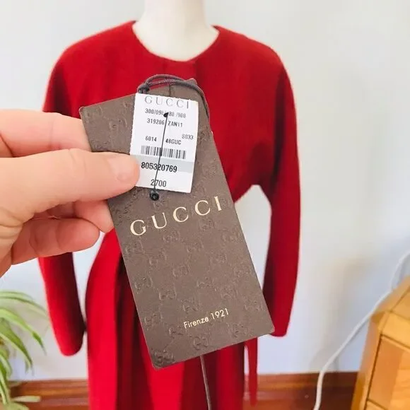 Gucci | red wool belted coat in red | Size XL - Picture 6 of 16